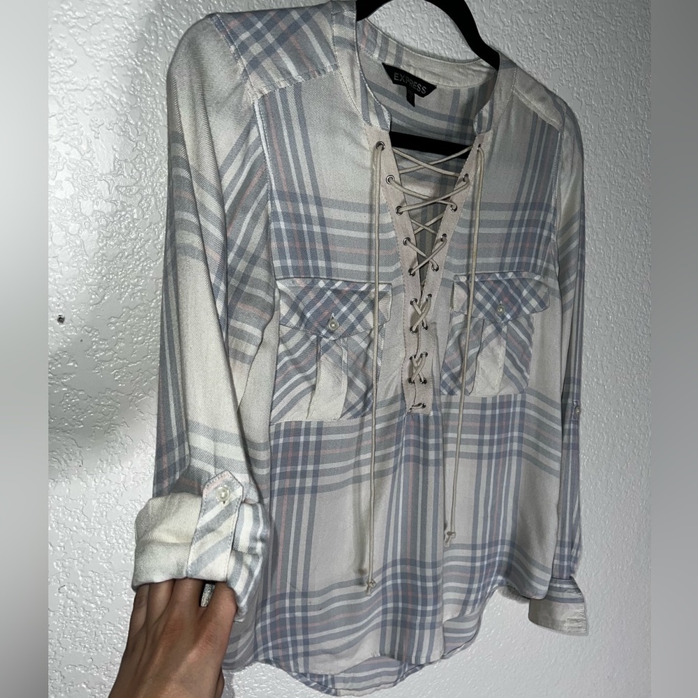 Express - Plaid Long Sleeve Top
